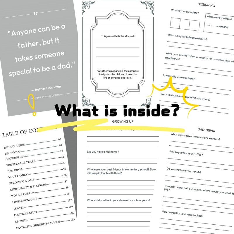 XKFCFC Dad, I Want to Know Your Life Story: A Guided Memory & Legacy Journal for Fathers - With Heartfelt Questions to Preserve His Wisdom | Perfect Father's Day, Birthday & Christmas Gift from Son or Daughter (Leather Hardcover Keepsake Book) - Image 3
